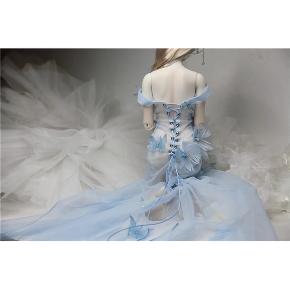 Mesh Sky Blue Wedding Dress