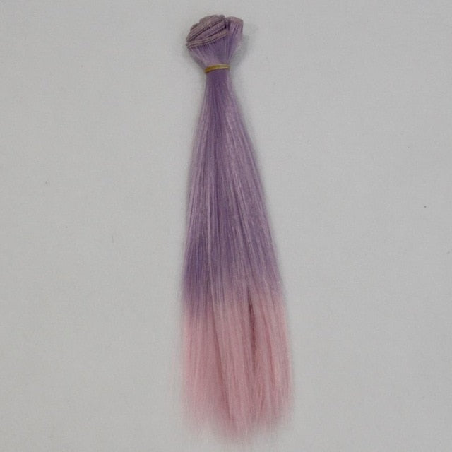BJD Doll Wig, 1pc 25x100cm Ombre Color Doll Accessories Straight Synthetic