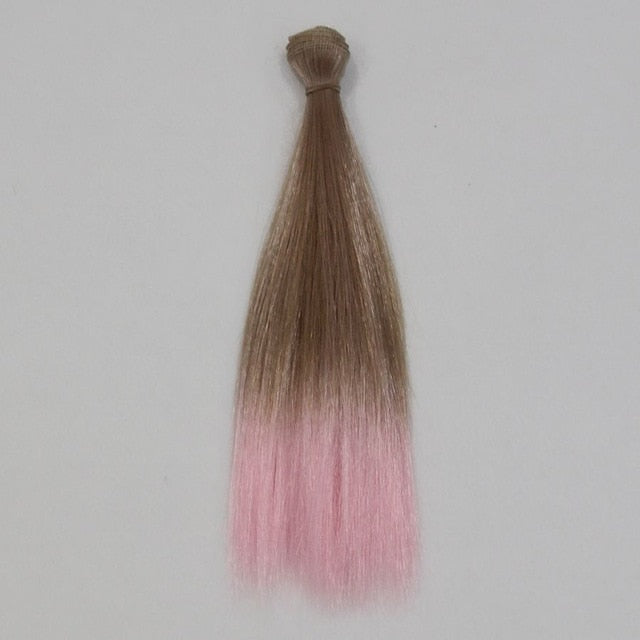 BJD Doll Wig, 1pc 25x100cm Ombre Color Doll Accessories Straight Synthetic