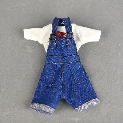 Denim Jeans Bib Pants 11.5 Barbie Doll Clothes Princess Outfits Blythe Doll Accessories 1/6