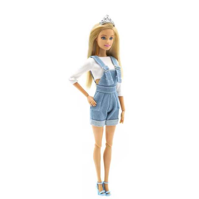 Denim Jeans Bib Pants 11.5 Barbie Doll Clothes Princess Outfits Blythe Doll Accessories 1/6