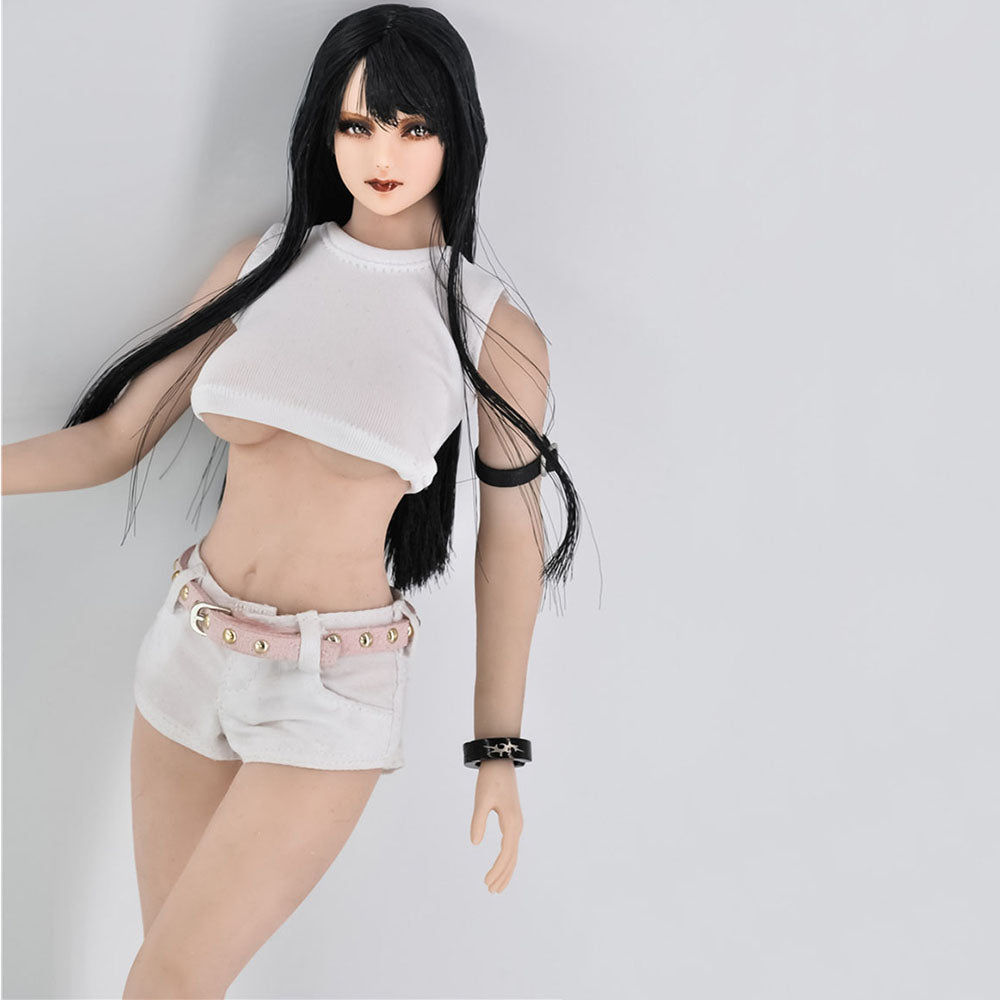 1/6 Scale Female Sexy Cut-out Midriff-baring Blouse/Top Shorts Suit Set Woman Clothes Model for 12 inches Body