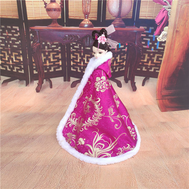 1/4 1/3 Chinese Style Cloak 30cm BJD Doll Clothes Cape Overcoat Mantle Big Hide Cover Clothing Outfit for Barbie Dolls Accessory