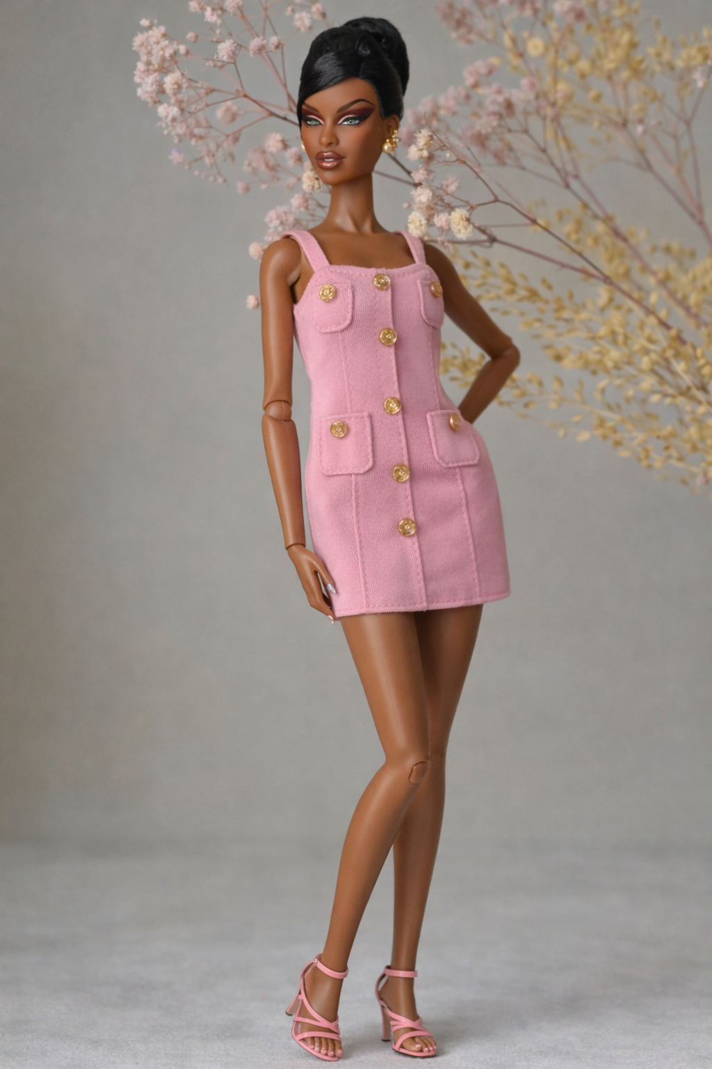 Pink Balmain Inspired Mini Dress