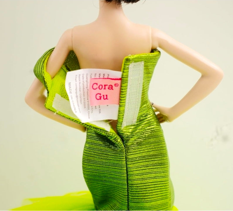 Gorgeous Handmade Shimmery Lime One Shoulder Mermaid Gown
