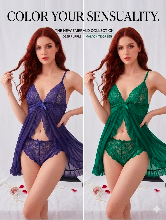 Deep V-neck Babydoll Nighty