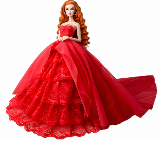 Stunning Red Couture Ball Gown Dress for Fashion Dolls BJDs 11.5" - 12"