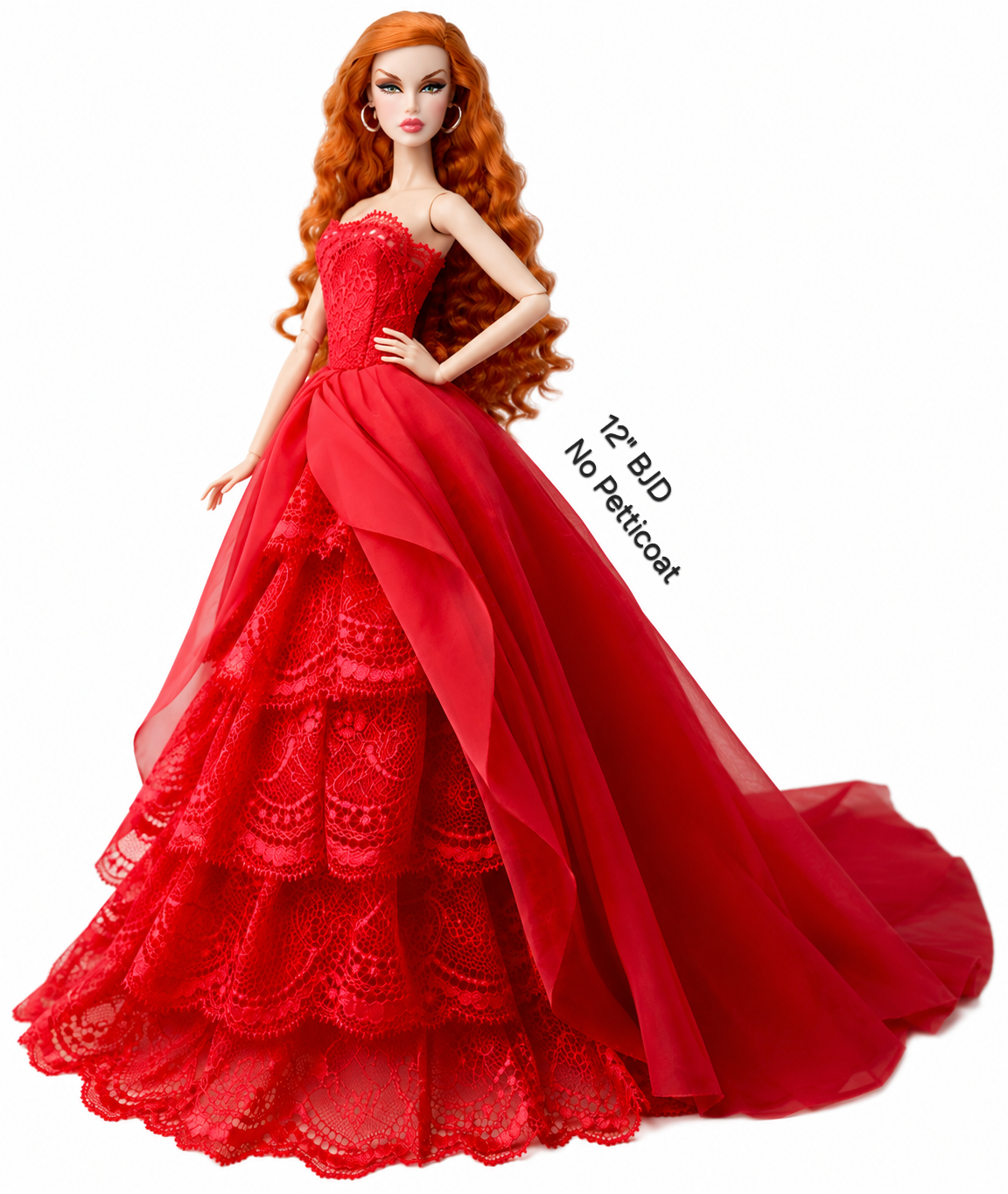 Stunning Red Couture Ball Gown Dress for Fashion Dolls BJDs 11.5" - 12"