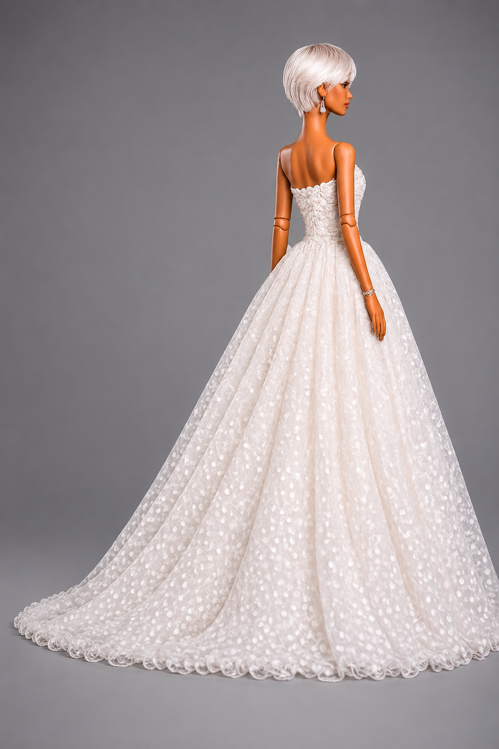 Luxury Couture White Wedding Dress Long Gown Handmade 11.5" - 12" (1/6)