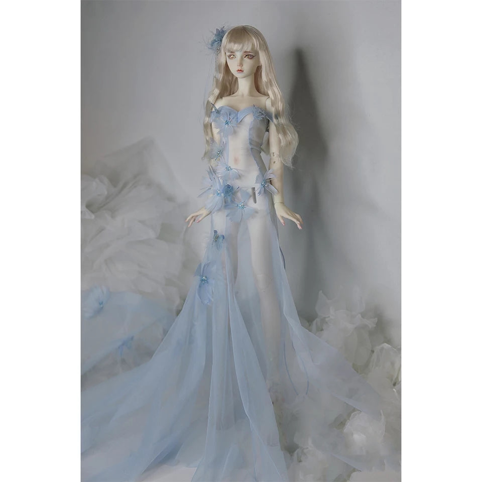 Mesh Sky Blue Wedding Dress