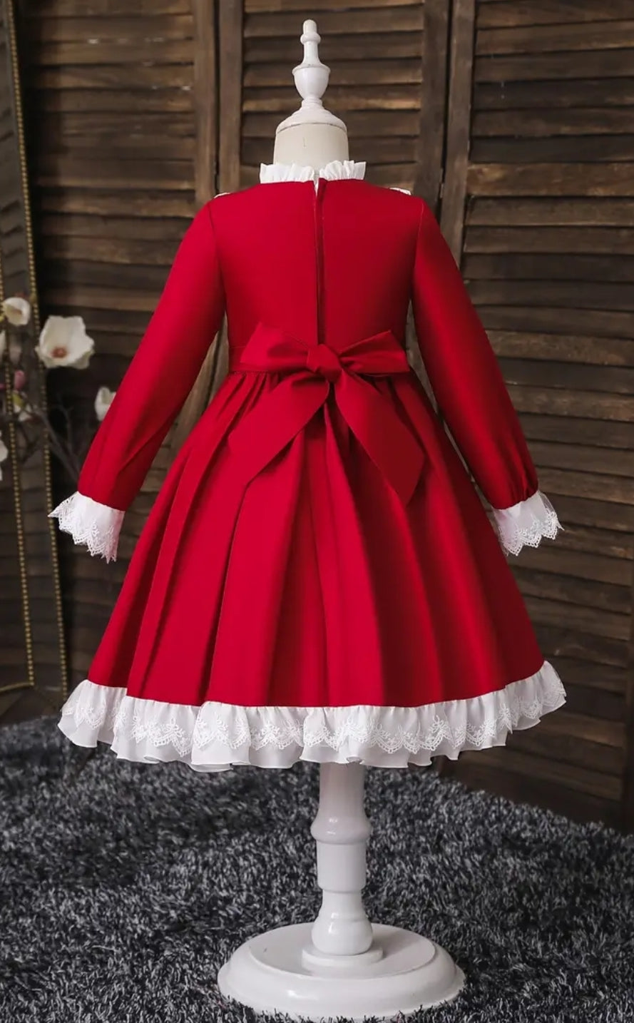 Girls Outfits Dress Bow Cosplay Tulle Girls  (Red, 13-14 Years)