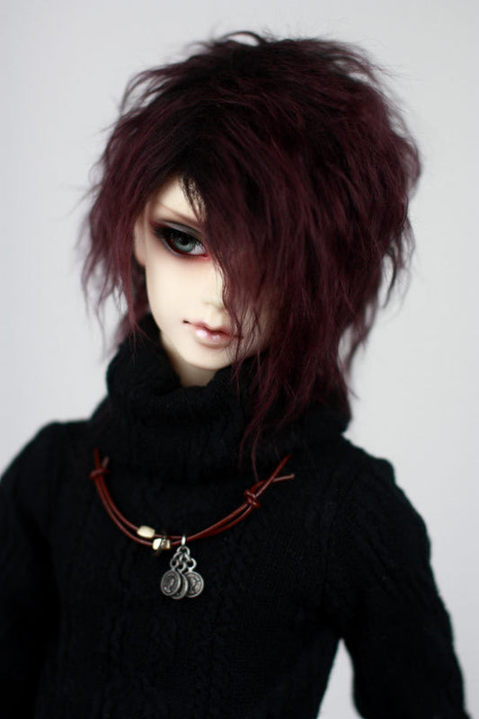BJD Doll Wig plush  sauce purple black short curly hair
