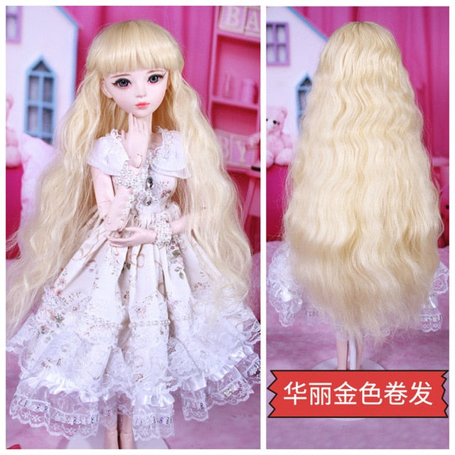 BJD Doll Wig,  Long Hair, Colorful Straight - Wavy Hair Curly Hair for Bjd 1/3 60cm Dolls
