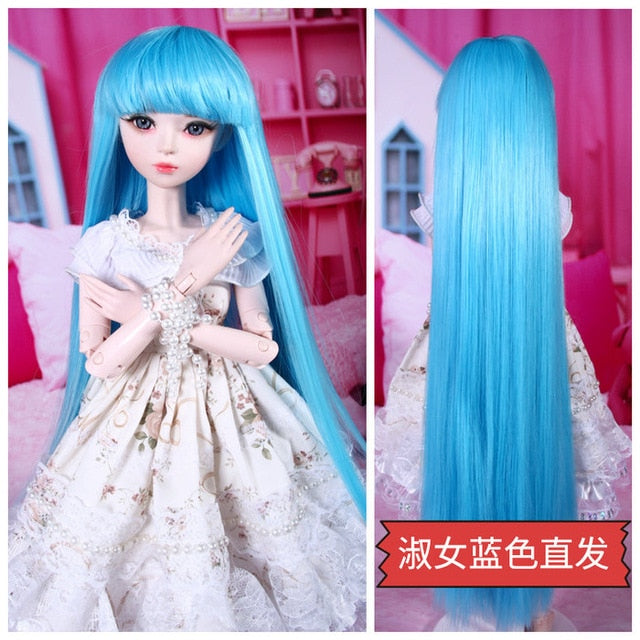 BJD Doll Wig,  Long Hair, Colorful Straight - Wavy Hair Curly Hair for Bjd 1/3 60cm Dolls