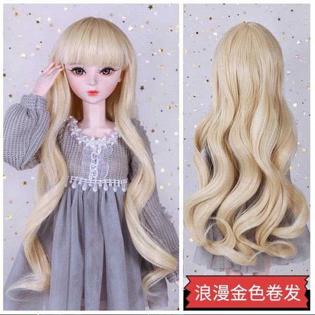 BJD Doll Wig,  Long Hair, Colorful Straight - Wavy Hair Curly Hair for Bjd 1/3 60cm Dolls