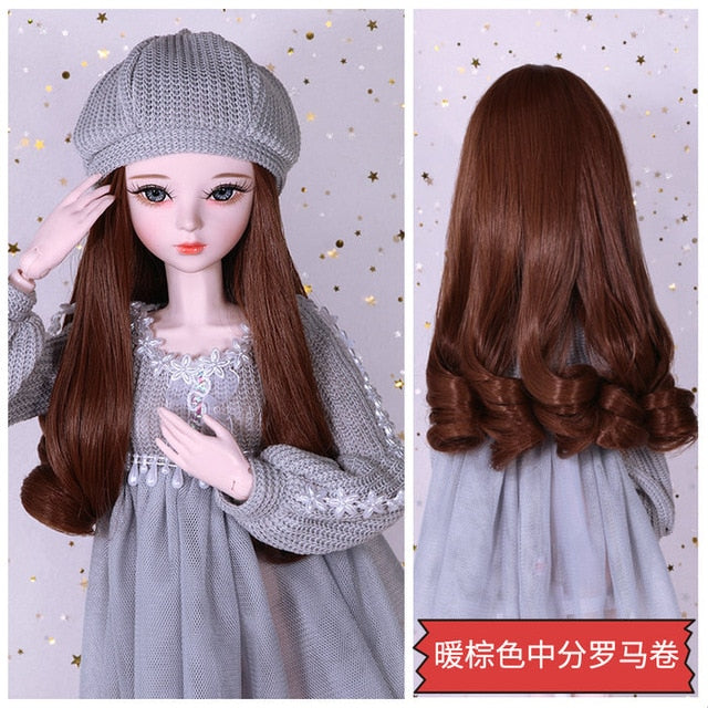 BJD Doll Wig,  Long Hair, Colorful Straight - Wavy Hair Curly Hair for Bjd 1/3 60cm Dolls