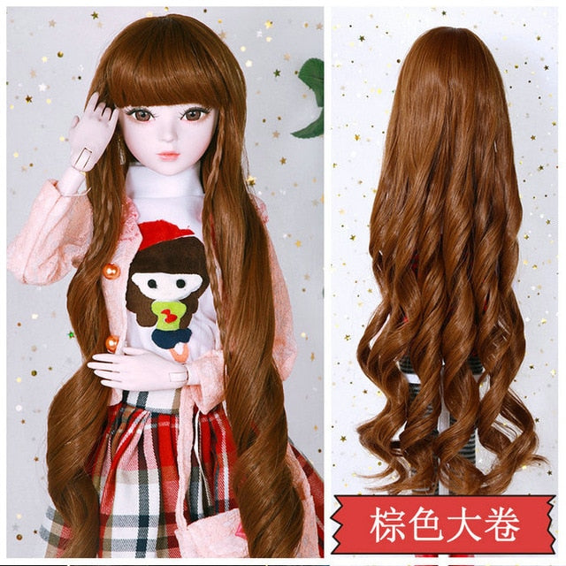 BJD Doll Wig,  Long Hair, Colorful Straight - Wavy Hair Curly Hair for Bjd 1/3 60cm Dolls