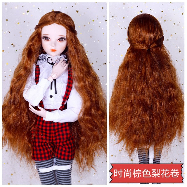 BJD Doll Wig,  Long Hair, Colorful Straight - Wavy Hair Curly Hair for Bjd 1/3 60cm Dolls