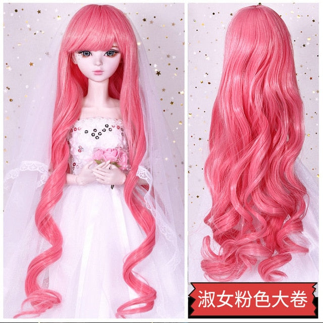 BJD Doll Wig,  Long Hair, Colorful Straight - Wavy Hair Curly Hair for Bjd 1/3 60cm Dolls