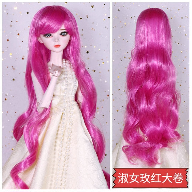 BJD Doll Wig,  Long Hair, Colorful Straight - Wavy Hair Curly Hair for Bjd 1/3 60cm Dolls