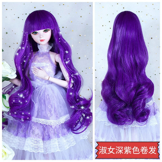 BJD Doll Wig,  Long Hair, Colorful Straight - Wavy Hair Curly Hair for Bjd 1/3 60cm Dolls