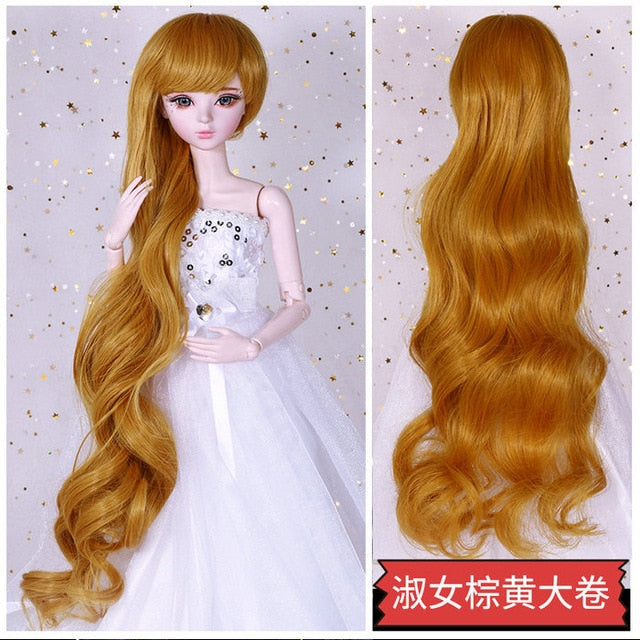 BJD Doll Wig,  Long Hair, Colorful Straight - Wavy Hair Curly Hair for Bjd 1/3 60cm Dolls