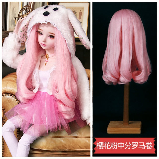 BJD Doll Wig,  Long Hair, Colorful Straight - Wavy Hair Curly Hair for Bjd 1/3 60cm Dolls