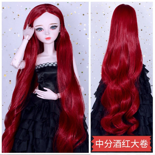 BJD Doll Wig,  Long Hair, Colorful Straight - Wavy Hair Curly Hair for Bjd 1/3 60cm Dolls