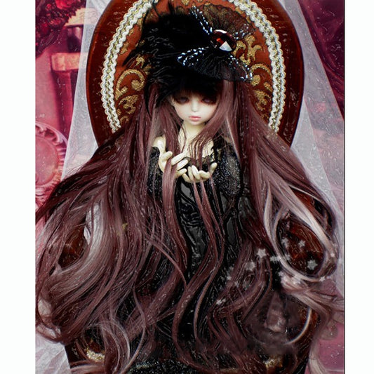 Bybrana BJD Doll Wig;  1/3 1/4 1/6 Red bean color long curly hair BJD wig