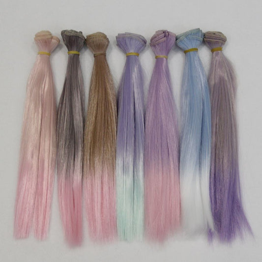 BJD Doll  Wig, 1pc 25x100cm Ombre Color Doll Accessories Straight Synthetic