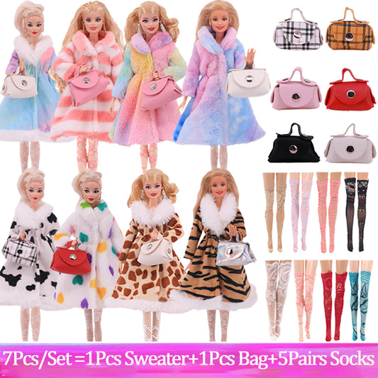 7Pcs/Set Barbies Cloth For Barbie Doll 11.5 Inch 30Cm 1/6 BJD Blythe Toy