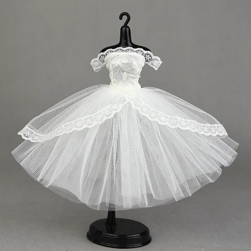 Pure White Lace Princess Dress for Blythe Doll Outfits Clothing Party Gown for Barbie Doll Clothes Accessories Toys