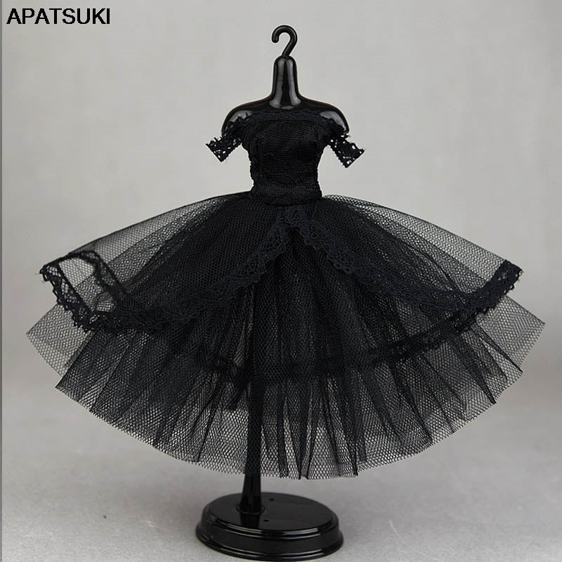 Black Fashion Lace Princess Dress for Barbie Dolls Clothing Party Dresses for Blythe Doll Clothes 1/6 Dolls Accessories Kids Toy