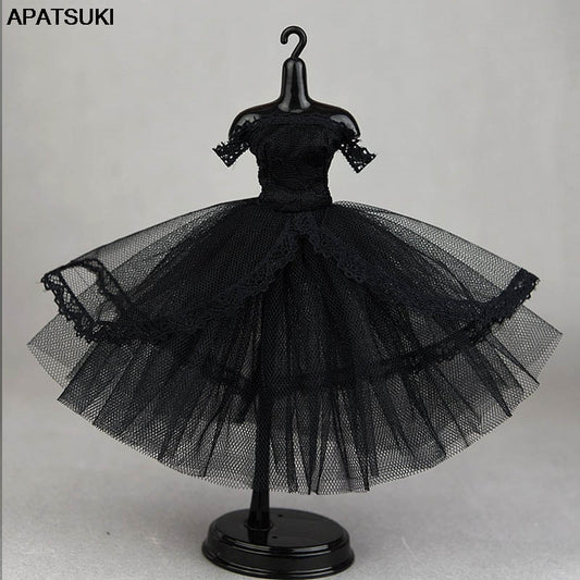 Black Fashion Lace Princess Dress for Barbie Dolls Clothing Party Dresses for Blythe Doll Clothes 1/6 Dolls Accessories Kids Toy