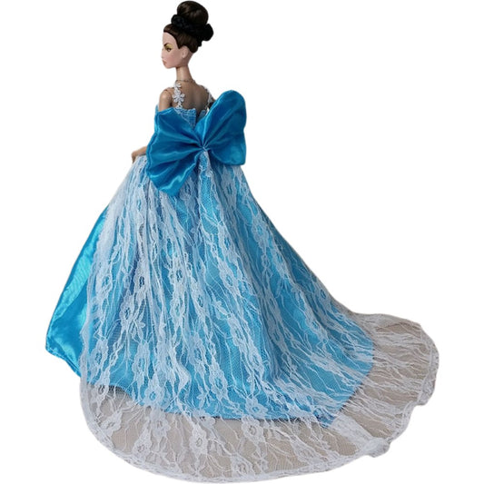 Royal Princess Blue Dress for Barbie Blyth 1/6 MH CD FR SD Kurhn BJD Doll Clothes Accessories