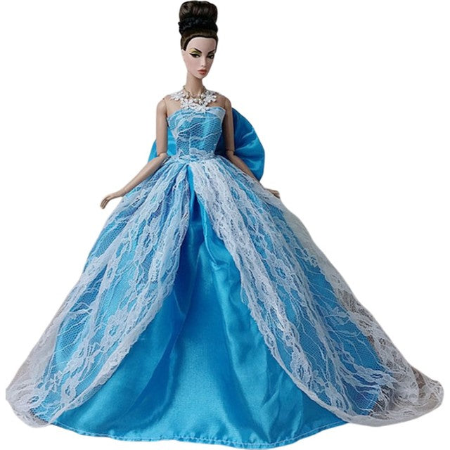 Royal Princess Blue Dress for Barbie Blyth 1/6 MH CD FR SD Kurhn BJD Doll Clothes Accessories