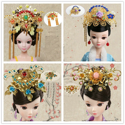 Handmade Doll Jewelry Chinese Ancient Headdress Hairpin For Barbie Bjd 1/6 Dolls Accessories Girls Toys