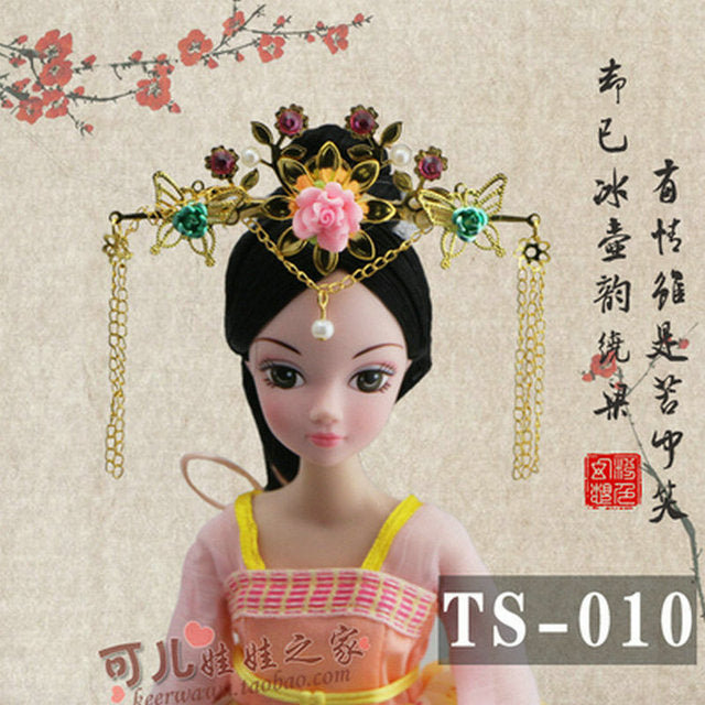 Handmade Doll Jewelry Chinese Ancient Headdress Hairpin For Barbie Bjd 1/6 Dolls Accessories Girls Toys