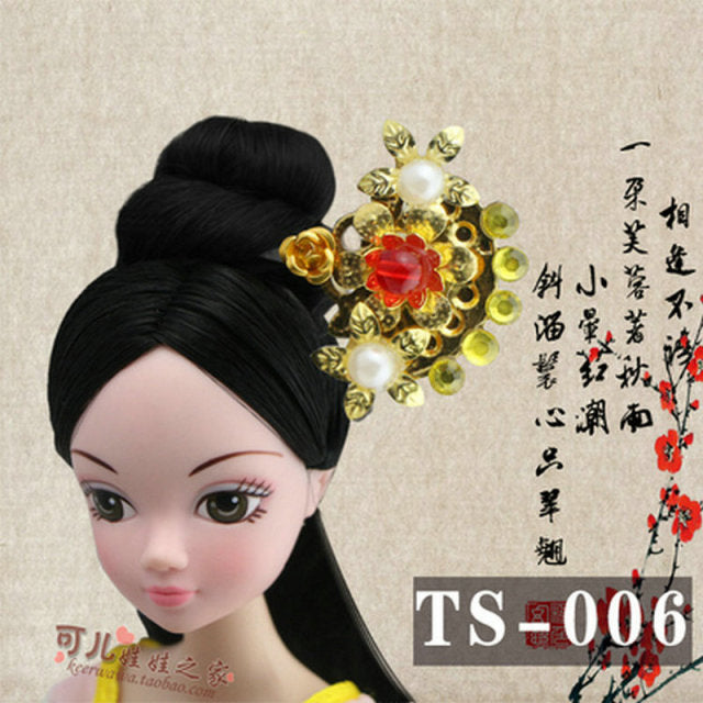 Handmade Doll Jewelry Chinese Ancient Headdress Hairpin For Barbie Bjd 1/6 Dolls Accessories Girls Toys