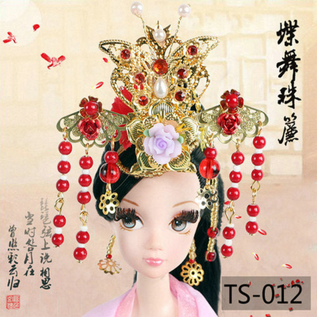 Handmade Doll Jewelry Chinese Ancient Headdress Hairpin For Barbie Bjd 1/6 Dolls Accessories Girls Toys