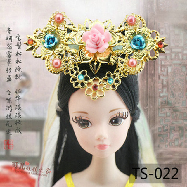 Handmade Doll Jewelry Chinese Ancient Headdress Hairpin For Barbie Bjd 1/6 Dolls Accessories Girls Toys
