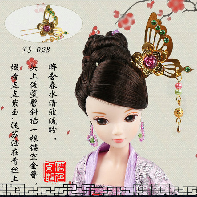 Handmade Doll Jewelry Chinese Ancient Headdress Hairpin For Barbie Bjd 1/6 Dolls Accessories Girls Toys