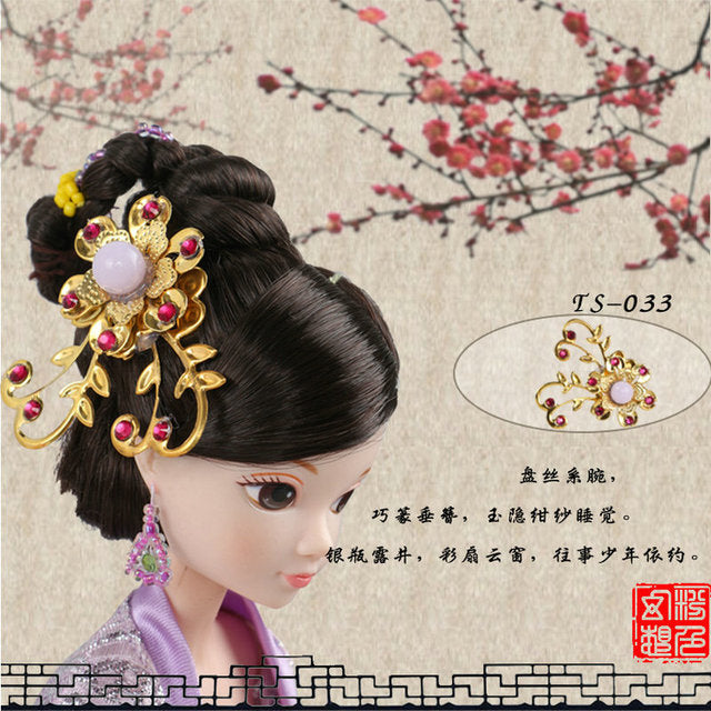 Handmade Doll Jewelry Chinese Ancient Headdress Hairpin For Barbie Bjd 1/6 Dolls Accessories Girls Toys