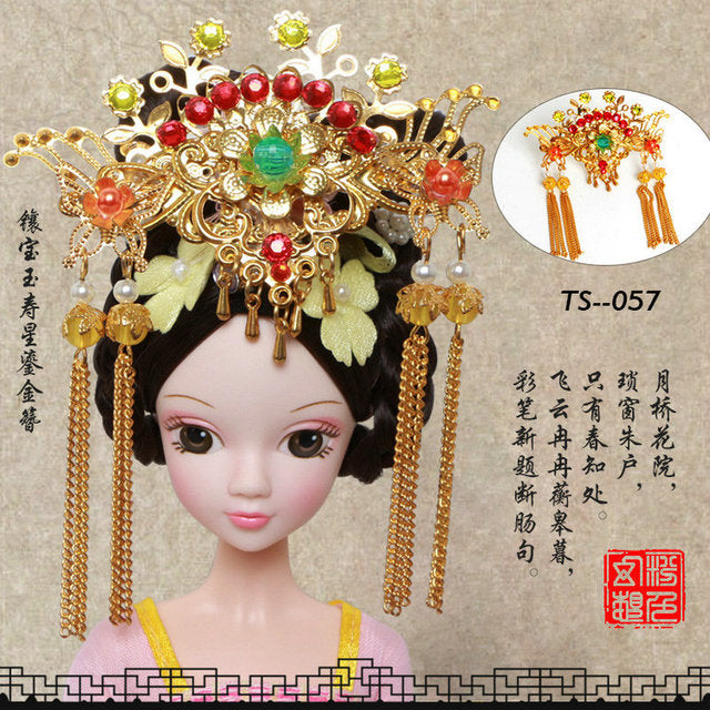 Handmade Doll Jewelry Chinese Ancient Headdress Hairpin For Barbie Bjd 1/6 Dolls Accessories Girls Toys