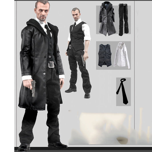 1/6 Male Leather Coat Suit Windbreaker Clothing Sets with Accessories for 12&#39;&#39; Men Bodies Figures