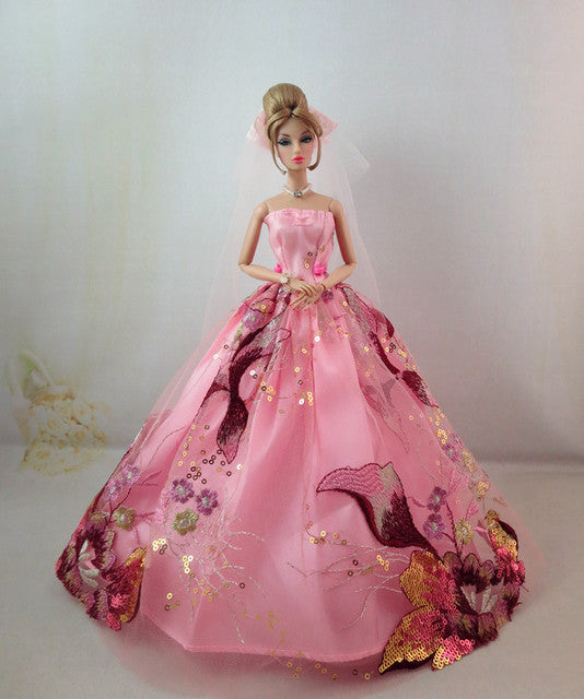 1/6 BJD Clothes For Barbie Clothes Fashion Wedding Dress For Barbie Doll Outfits Party Gown 11.5