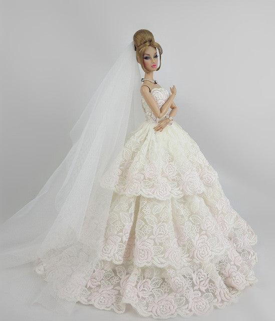 1/6 BJD Clothes For Barbie Clothes Fashion Wedding Dress For Barbie Doll Outfits Party Gown 11.5