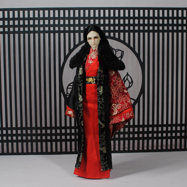 1/6 Scale BJD Chinese Ancient Costume Hanfu Samurai Suit Long Hair Samurai Wig for 30cm Male Body Limited Edition Collection