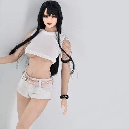 1/6 Scale Female Sexy Cut-out Midriff-baring Blouse/Top Shorts Suit Set Woman Clothes Model for 12 inches Body